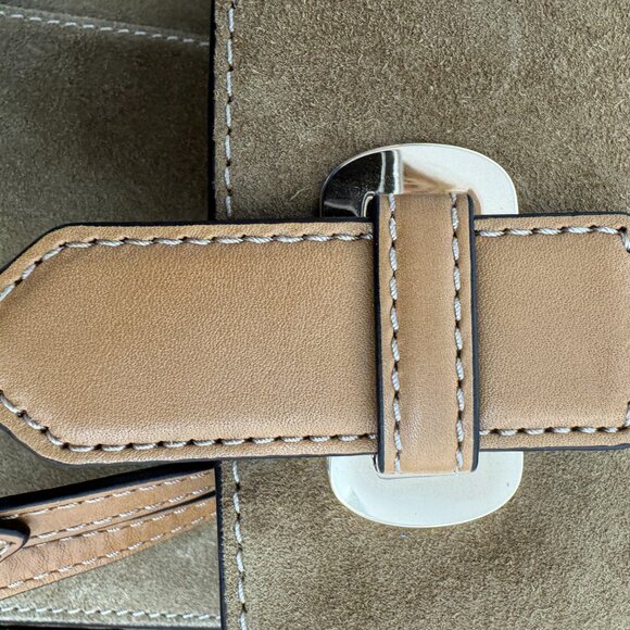 Michael Kors  English Tan Suede & Leather  Backpack with Gold Tone Accents - Picture 10 of 15